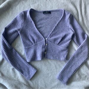 Crop Button Up Lavender Sweater